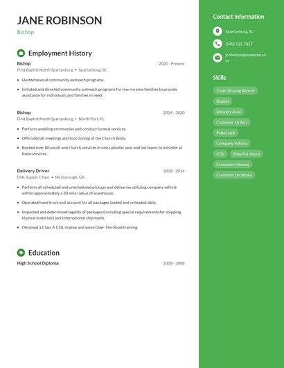 Bishop Resume