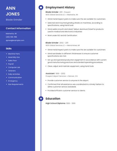 Blade Grinder Resume