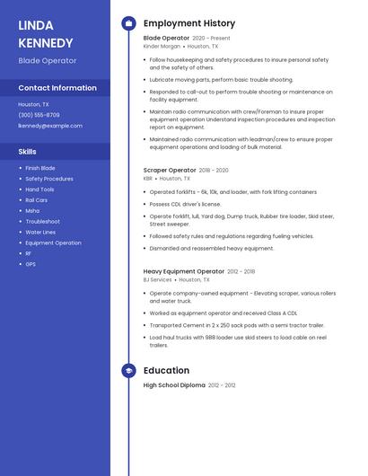 Blade Operator Resume