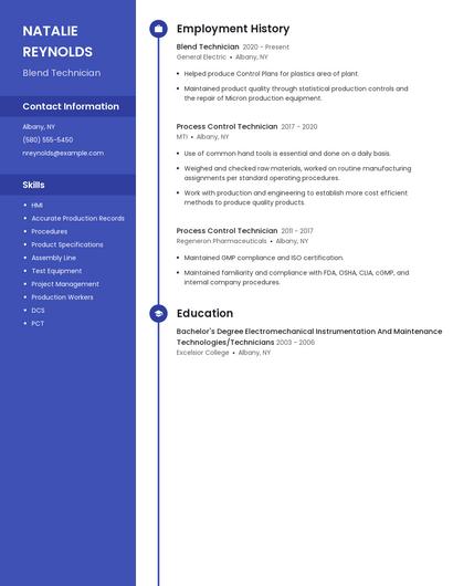 Blend Technician Resume