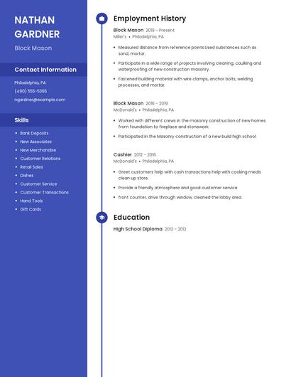 Block Mason Resume