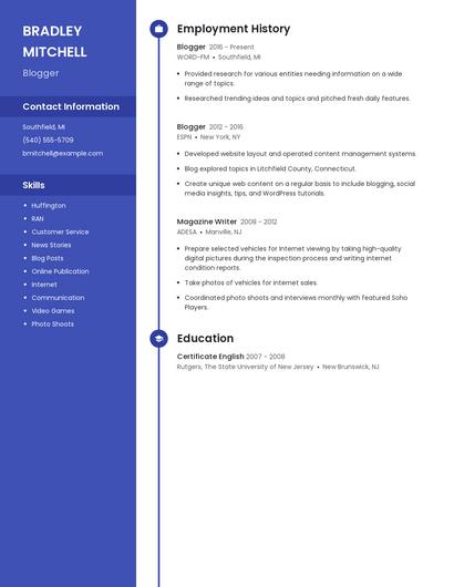 Blogger Resume