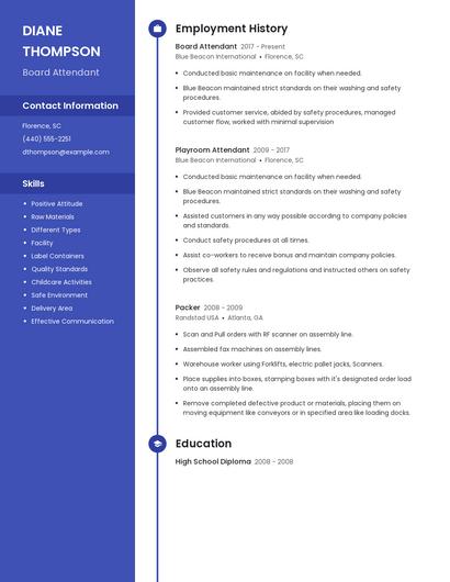Board Attendant Resume
