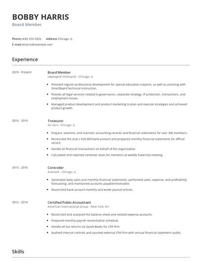 Board Member Resume
