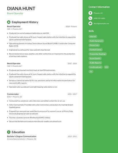 Board Operator Resume