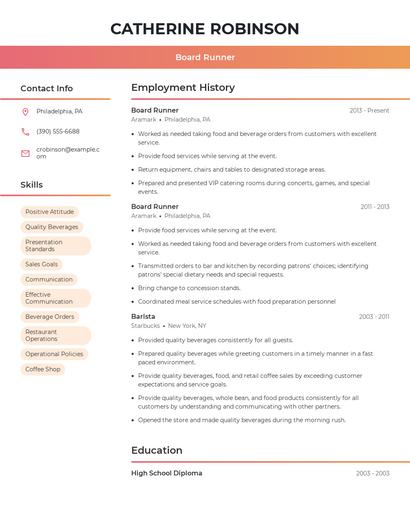 Board Runner Resume
