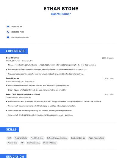 Board Runner Resume
