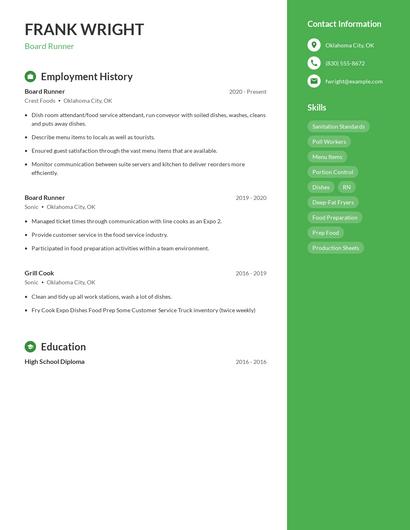 Board Runner Resume