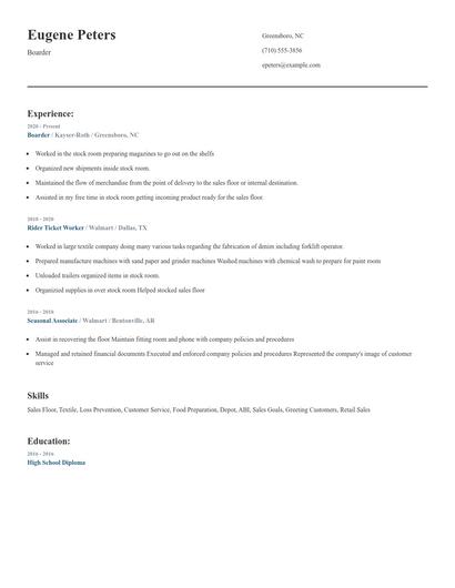 Boarder Resume