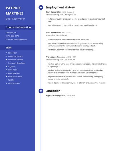 Boat Assembler Resume