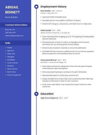 Boat Builder Resume