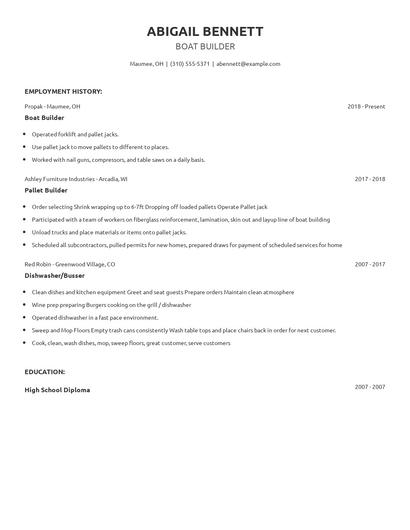 Boat Builder Resume