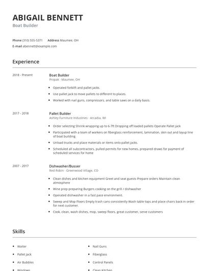 Boat Builder Resume