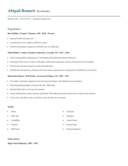 Boat Builder Resume
