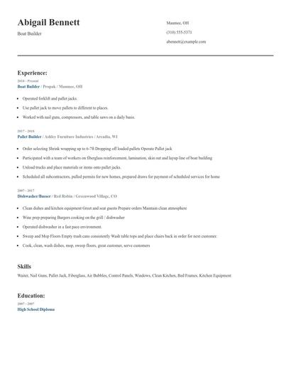 Boat Builder Resume
