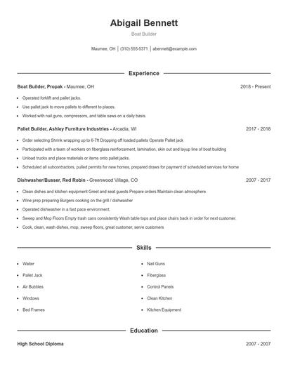 Boat Builder Resume