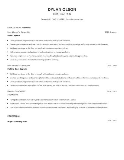 Boat Captain Resume