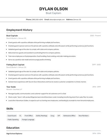 Boat Captain Resume