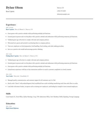 Boat Captain Resume