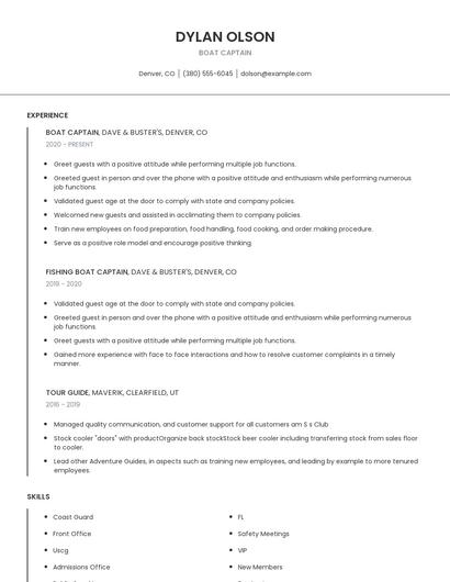 Boat Captain Resume