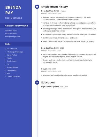 Boat Deckhand Resume