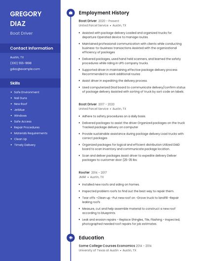 Boat Driver Resume