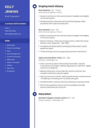 Boat Operator Resume