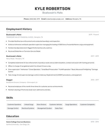 Boatswain's Mate Resume