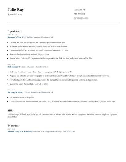 Boatswain's Mate Resume