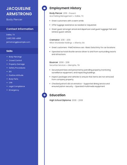Body Piercer Resume