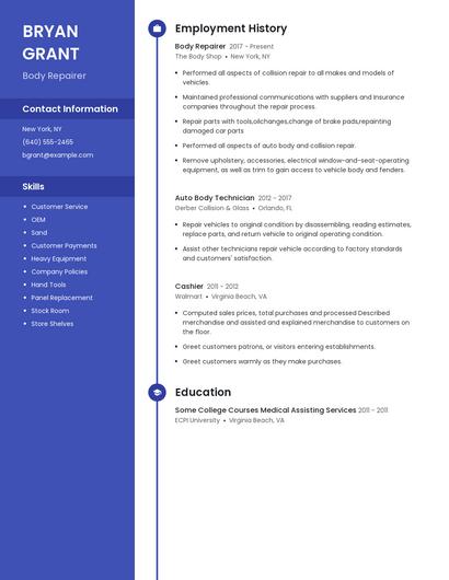 Body Repairer Resume