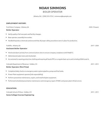 Boiler Operator Resume