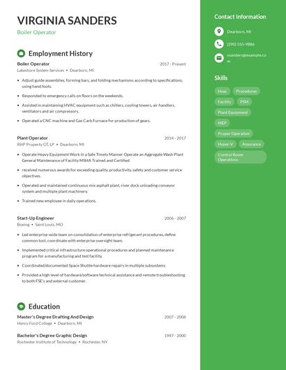 Boiler Operator Resume