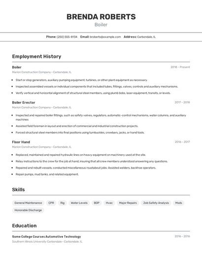 Boiler Resume