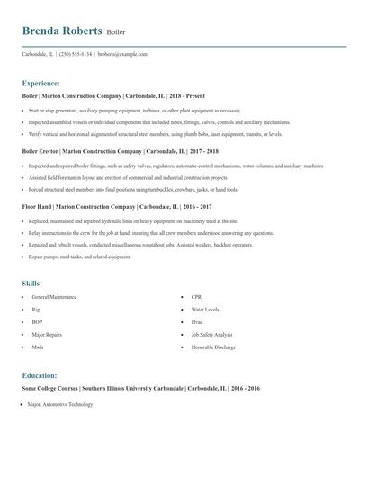 Boiler Resume