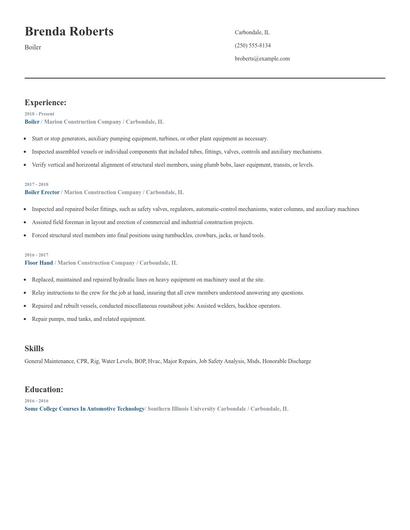 Boiler Resume