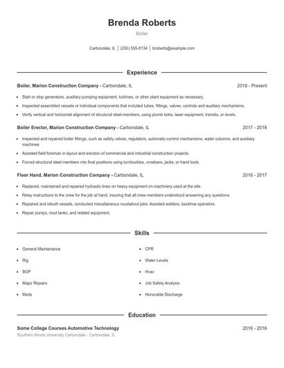 Boiler Resume