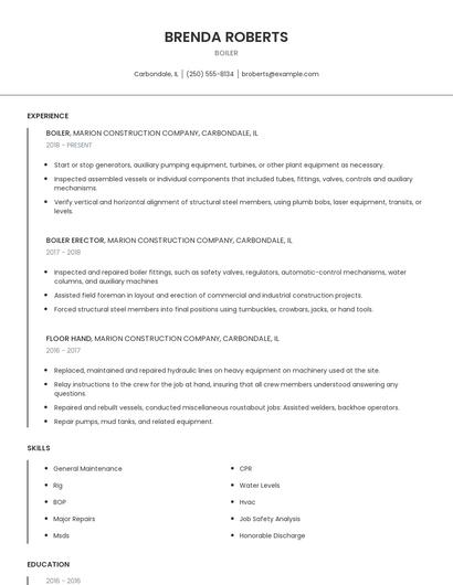 Boiler Resume