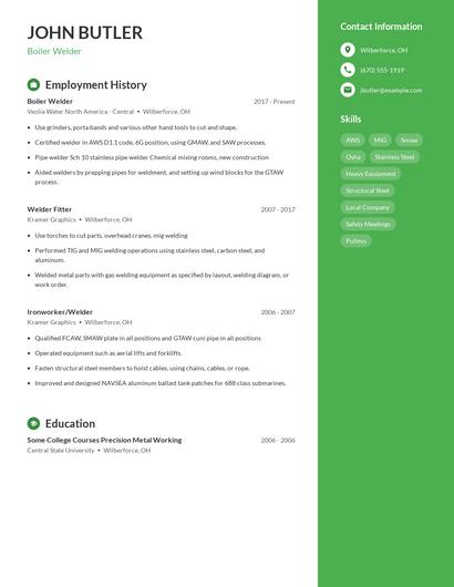 Boiler Welder Resume