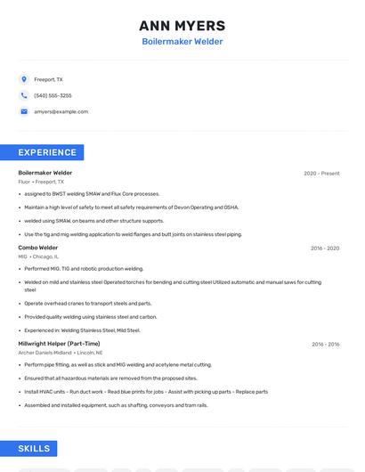 Boilermaker Welder Resume