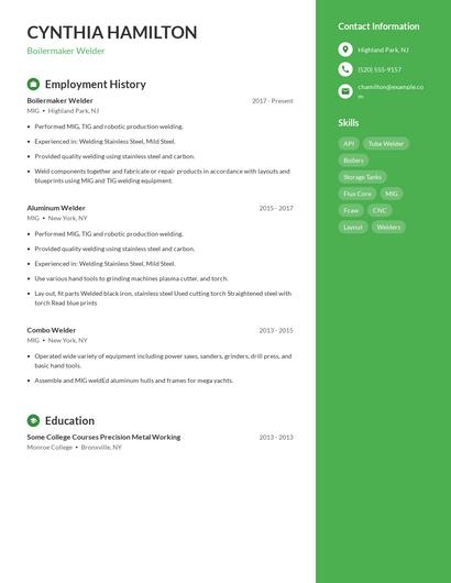 Boilermaker Welder Resume