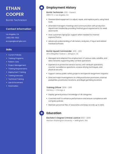 Bomb Technician Resume