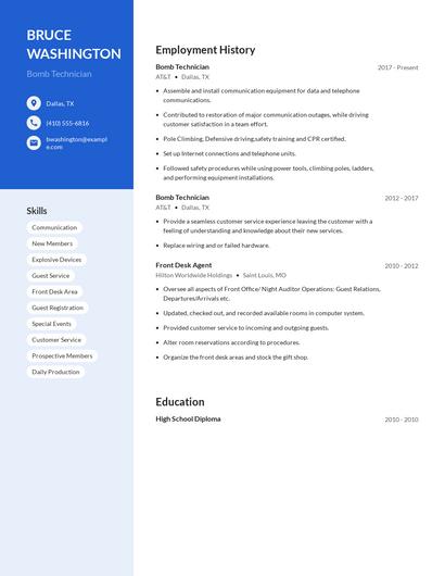 Bomb Technician Resume