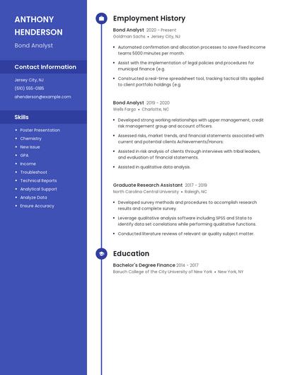 Bond Analyst Resume