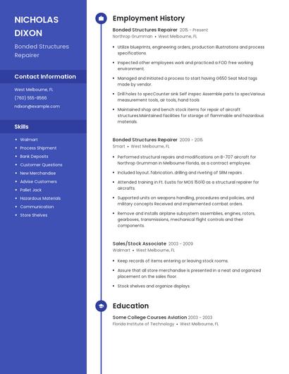 Bonded Structures Repairer Resume