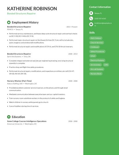 Bonded Structures Repairer Resume