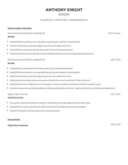 Bonder Resume