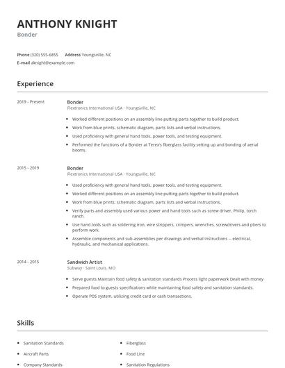 Bonder Resume