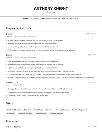 Bonder Resume