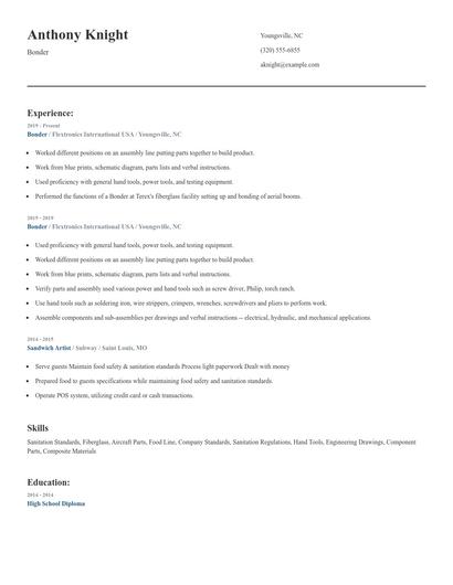 Bonder Resume
